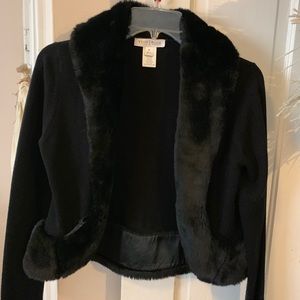 White House Black Market fur trimmed sweater